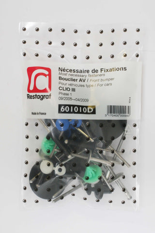 NECESSAIRE DE FIXATIONS POUR BOUCLIER AV CLIO III Phase 1 09.2005 → 04.2009